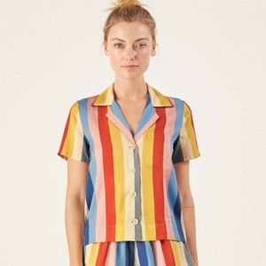 Reformation Starburst Rainbow Stripe top